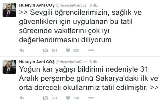 Haber: Okullar Tatil Edildi - Öne Çıkan
