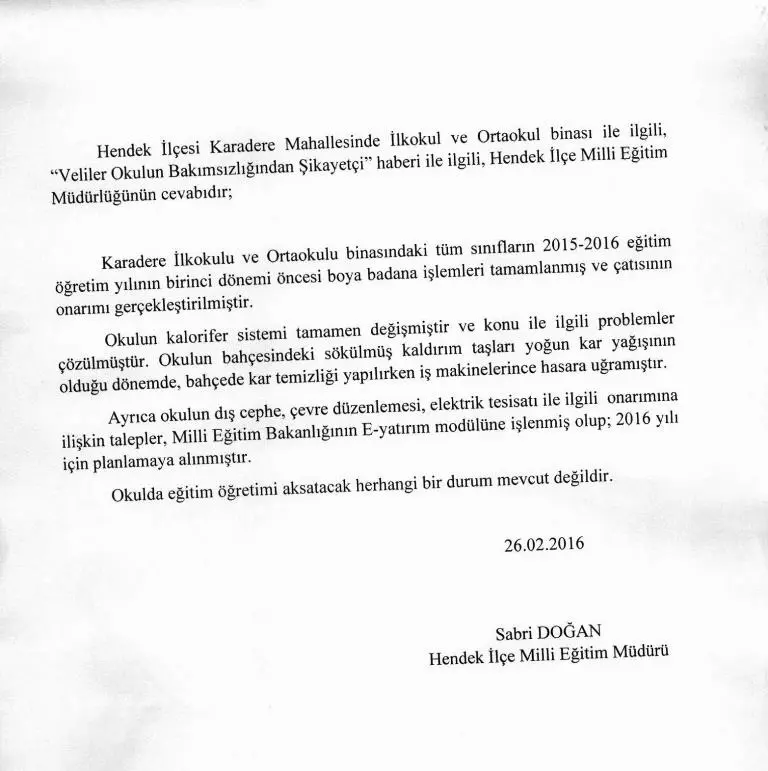 Haber: İlçe Milli Eğitimden Velilerin Tepkisine Açıklama Geldi - Öne Çıkan