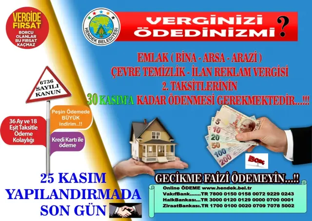 Vergilerin ikinci taksiti 30 KASIM’da son