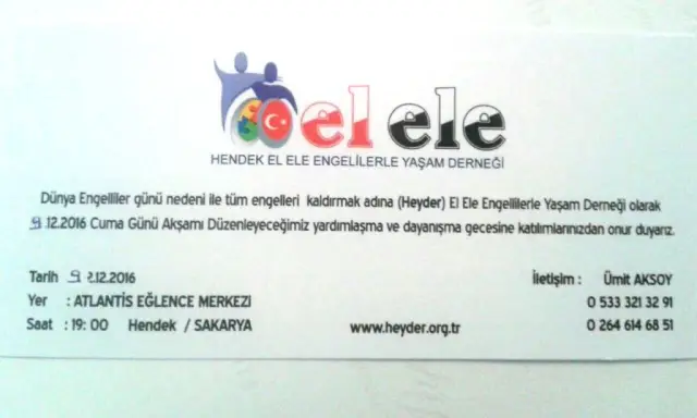 El Ele Engelliler Derneğinden Davet