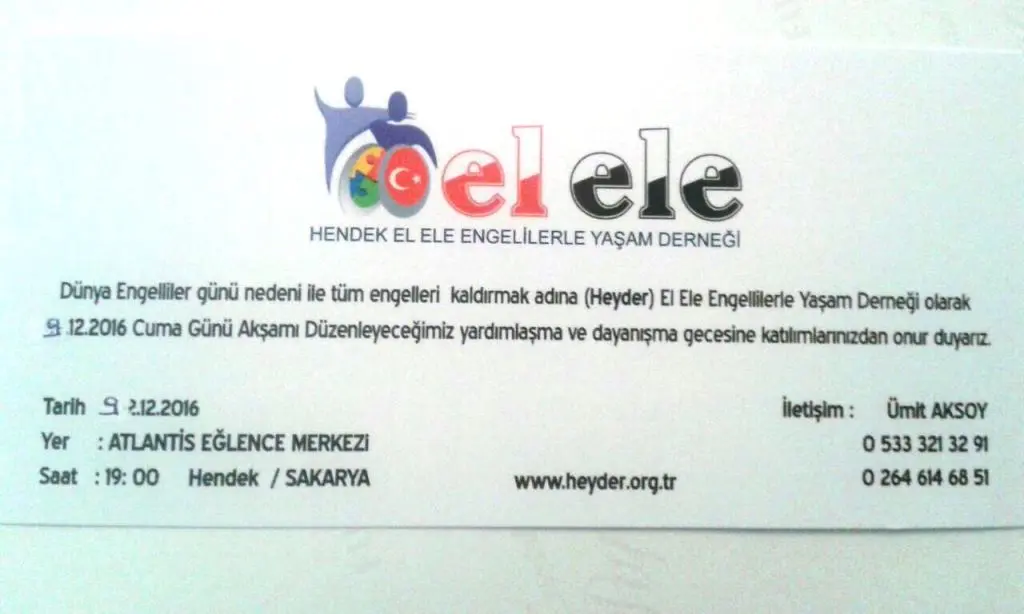 Haber: El Ele Engelliler Derneğinden Davet - Öne Çıkan