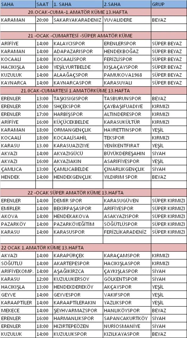 Haber: Amatör Kümede Maç Programı - Galeri-1