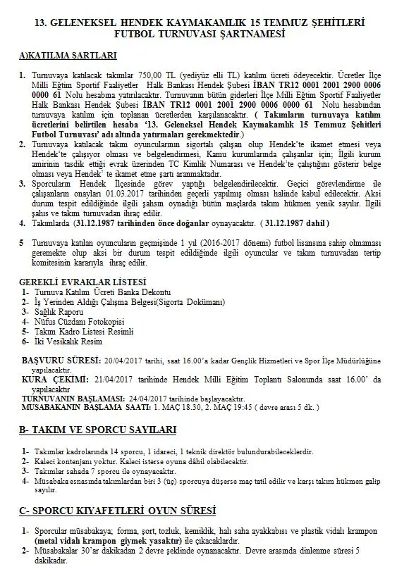 Haber: TURNUVA KAYITLARI BAŞLADI - Galeri-1