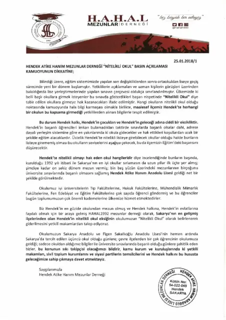 HENDEK’TE NİTELİKLİ OKUL NEDEN YOK?