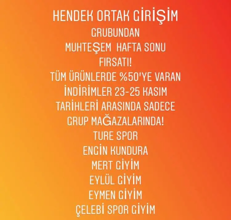 Haber: Hendek’te Esnaflardan Hafta Sonuna Özel İndirim - Öne Çıkan