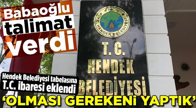 Haber: Hendek Belediyesine T.C. geri döndü - Öne Çıkan