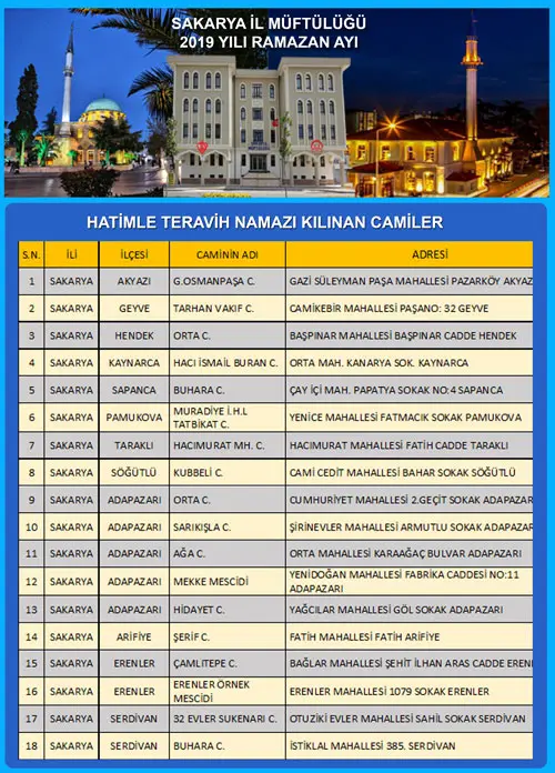 Haber: HENDEK 2019 RAMAZAN İMSAKİYESİ - Öne Çıkan