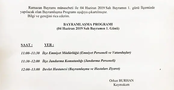 Haber: Hendek’te Bayramlaşma Programı Belli Oldu - Öne Çıkan