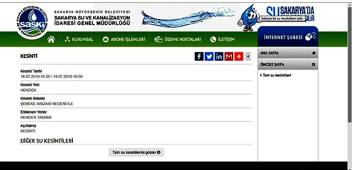 Haber: SASKİ Su Kesintisini Sitesinden Duyurdu - Galeri-1