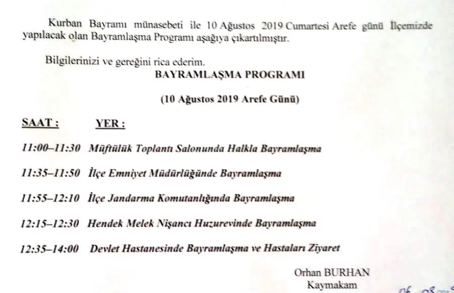 Haber: Halk Bayramlaşma Programı Belli Oldu - Öne Çıkan