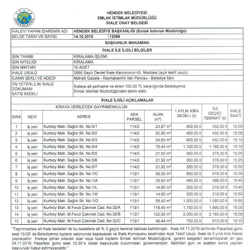 Haber: Hendek Belediyesinden İhale Duyurusu - Galeri-2