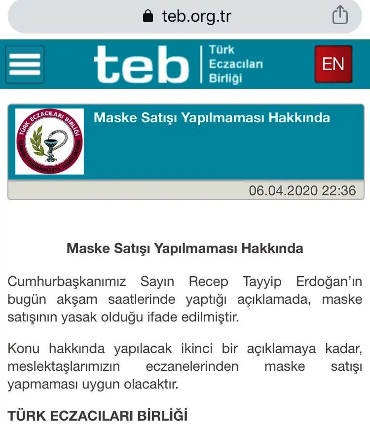 Haber: Eczanelerde Maske Satışı Yasaklandı - Öne Çıkan