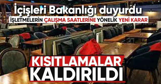 Haber: Restoran ve kafelere yönelik saat kısıtlaması kaldırıldı - Öne Çıkan