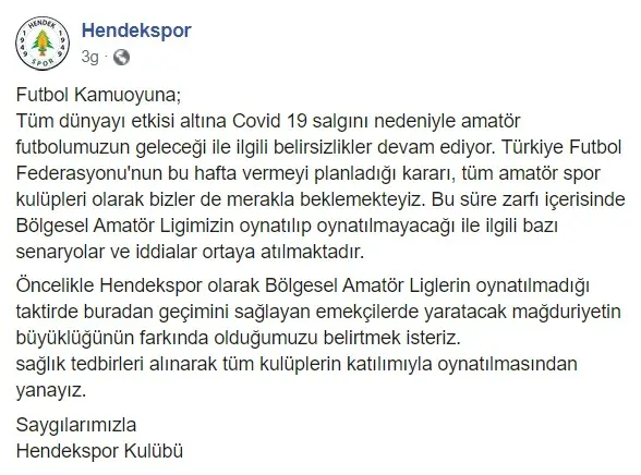 Haber: Hendekspor’dan Açıklama: Amatör Oynatılsın - Öne Çıkan