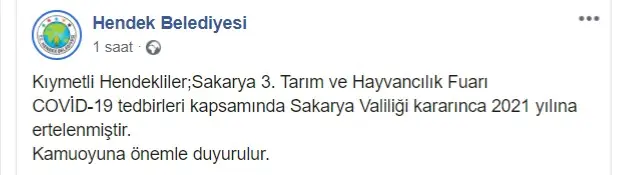 Haber: Hendek'te Bu yıl Tarım Fuarı Yapılmayacak - Galeri-1