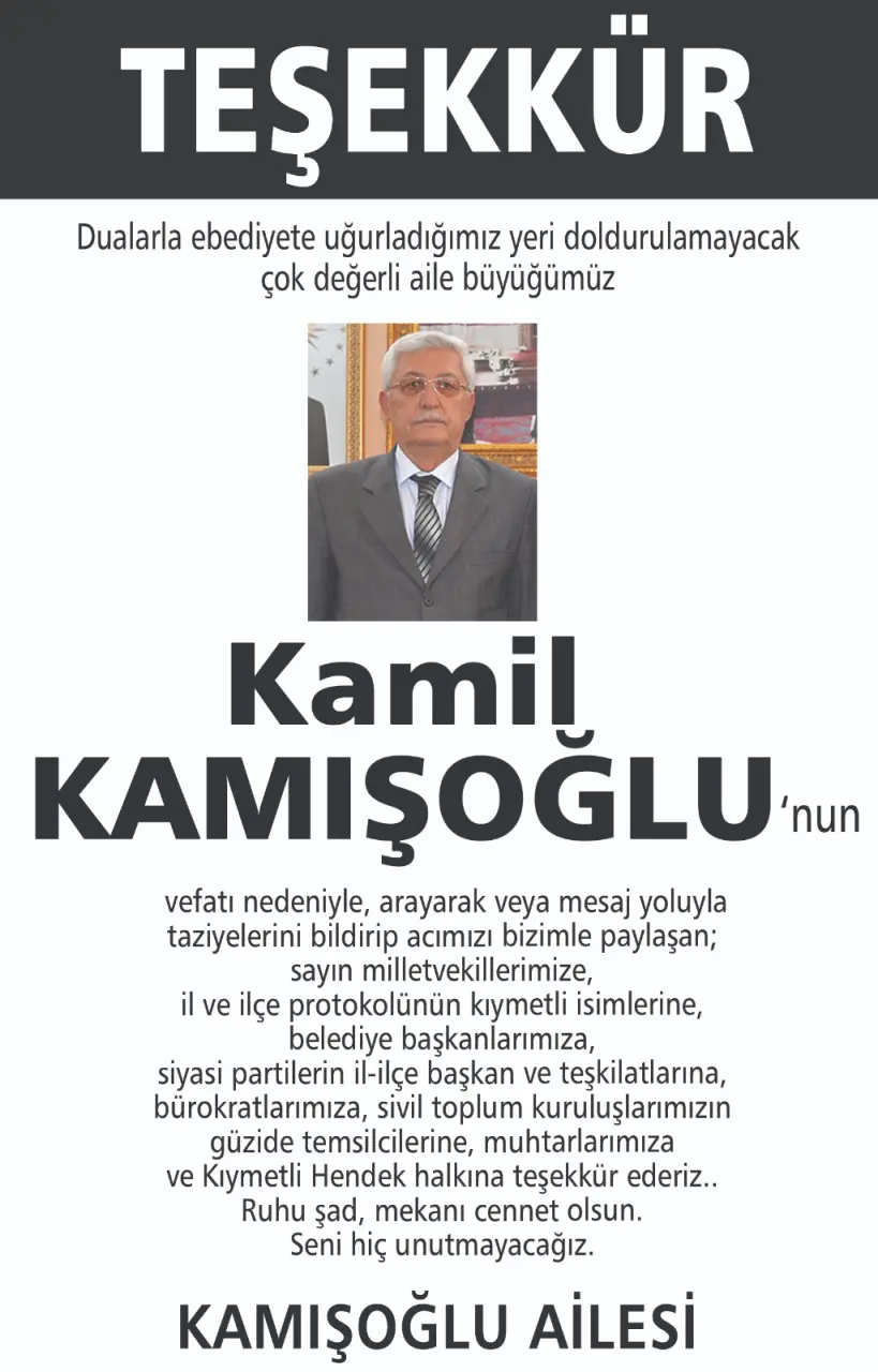 Haber: Kamışoğlu Ailesinden Taziye Teşekkürü - Galeri-1
