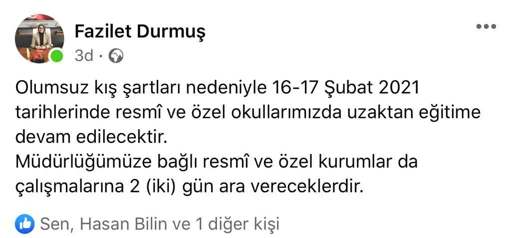 Haber: Okullara iki gün daha kar engeli - Öne Çıkan