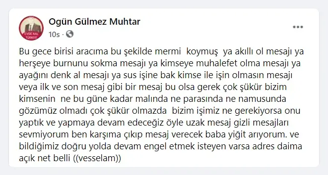 Haber: Muhtar Tehdit mi Edildi - Öne Çıkan
