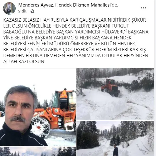 Haber: Dikmen Muhtarından Hendek Belediyesine Teşekkür - Öne Çıkan