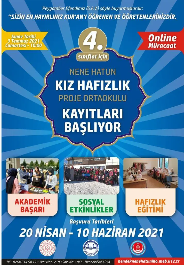 Haber: Nene Hatun Kız Hafızlık Kayıtları Başlıyor - Öne Çıkan