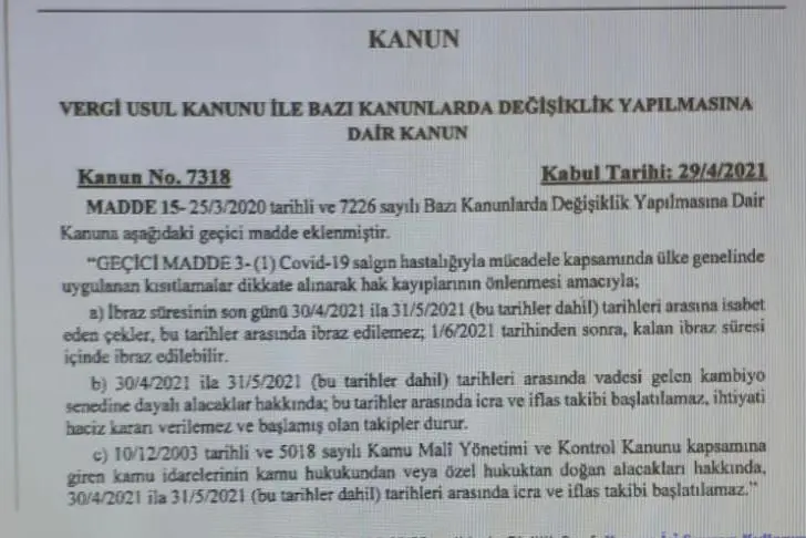 Haber: Çek Ödemeleri 1 Haziran'a Ötelendi - Galeri-1