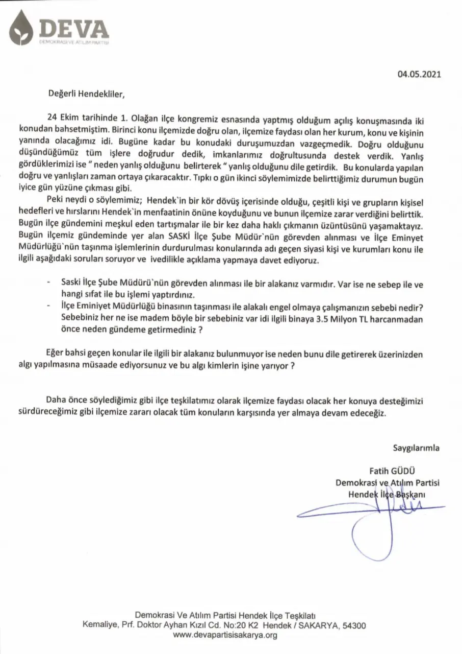 Haber: Deva Partisi İlçe Başkanından Gündeme Dair - Galeri-1