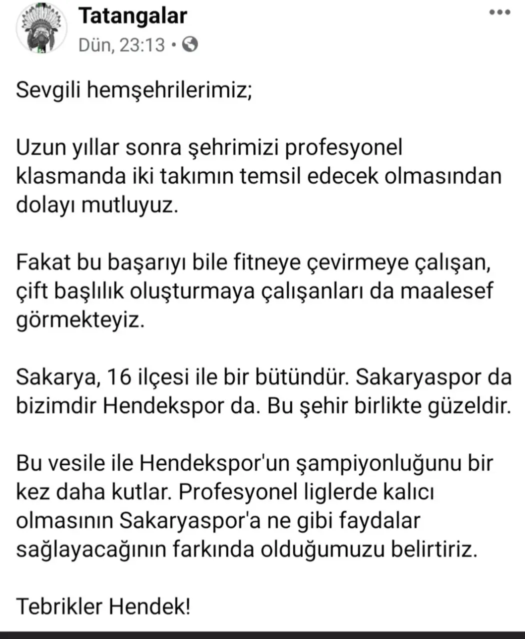 Haber: Tatangalar’dan Birlik Beraberlik Vurgusu - Öne Çıkan