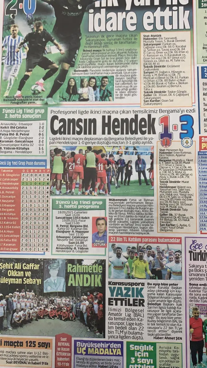 Haber: Spor Basınında Hendek Zirve Yaptı - Galeri-8