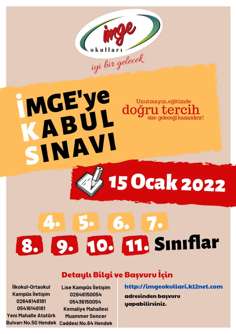 Haber: Özel İmge Okulları, Bursluluk Sınavı düzenliyor - Öne Çıkan