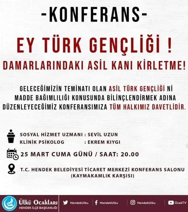 Haber: Ülkü Ocaklarından Madde Bağımlılığı Konferans - Öne Çıkan