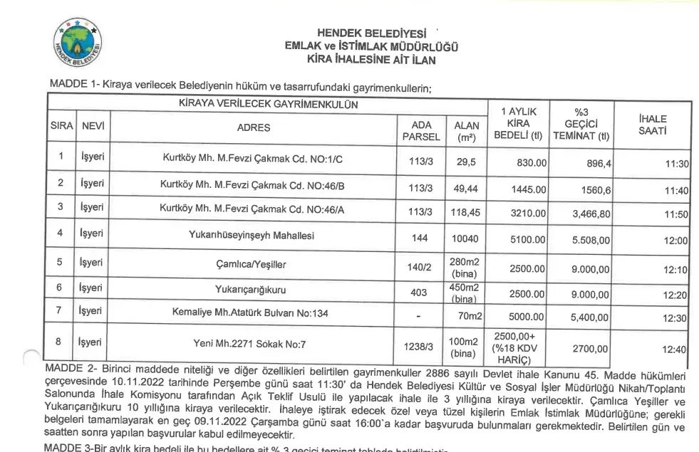 Haber: HENDEK BELEDİYESİNDEN İHALE HATIRLATMASI - Galeri-1