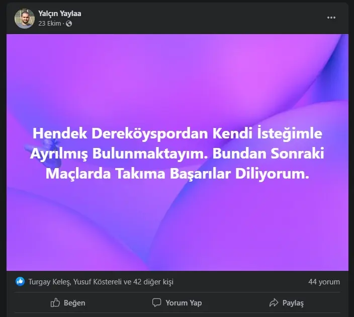 Haber: Hendek Dereköyspor'da Ayrılık - Galeri-1