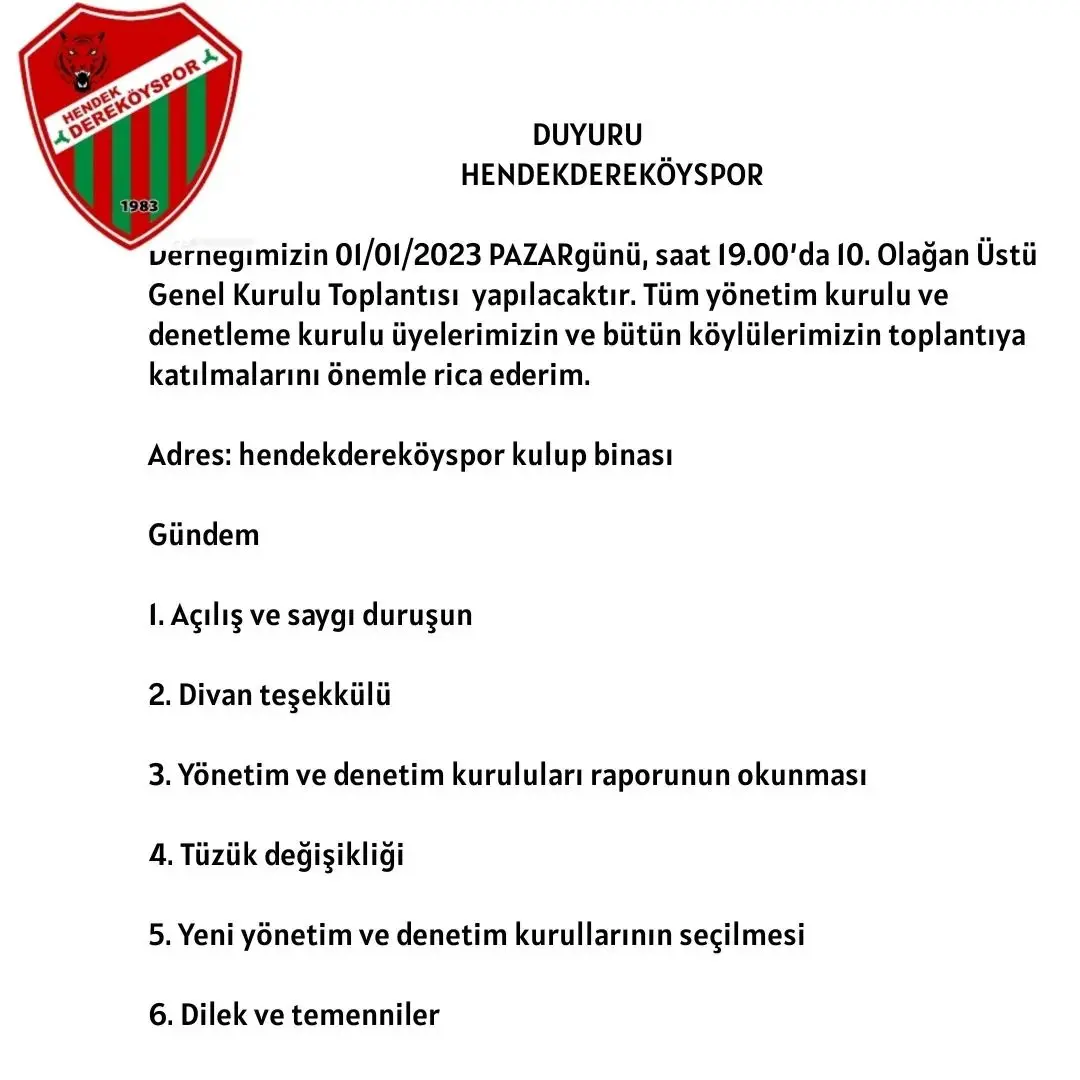 Haber: Hendek Dereköyspor Olağanüstü Kongreye gidiyor - Galeri-1
