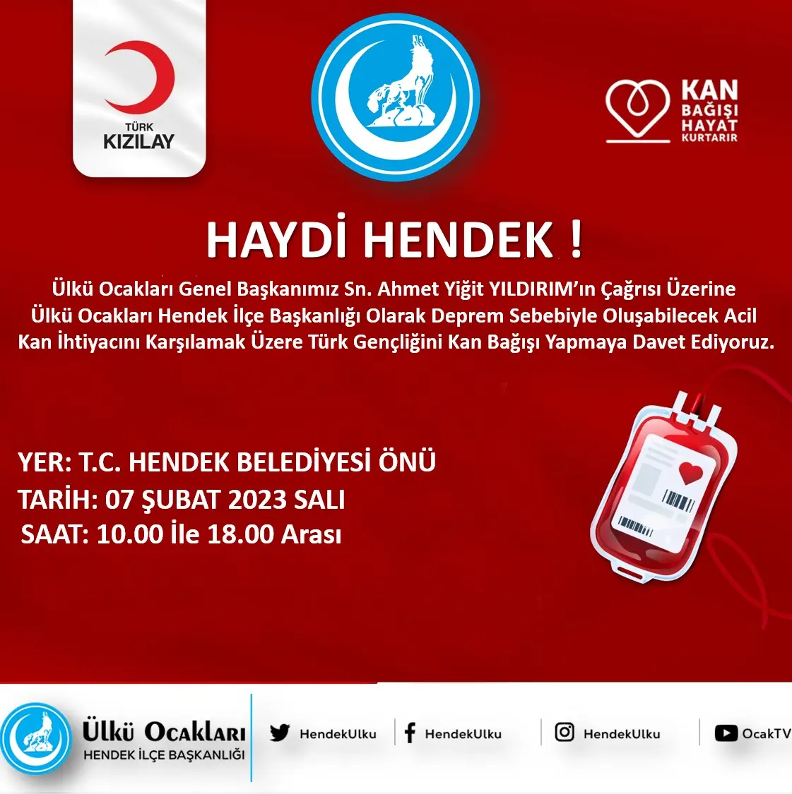 Haber: Ülkü Ocaklarından Kan Bağışına davet - Öne Çıkan