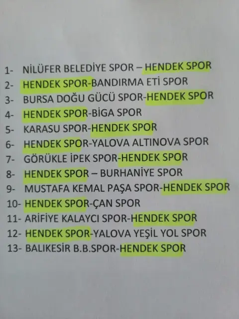Hendekspor’un İlk Maçı Bursa Deplasmanında