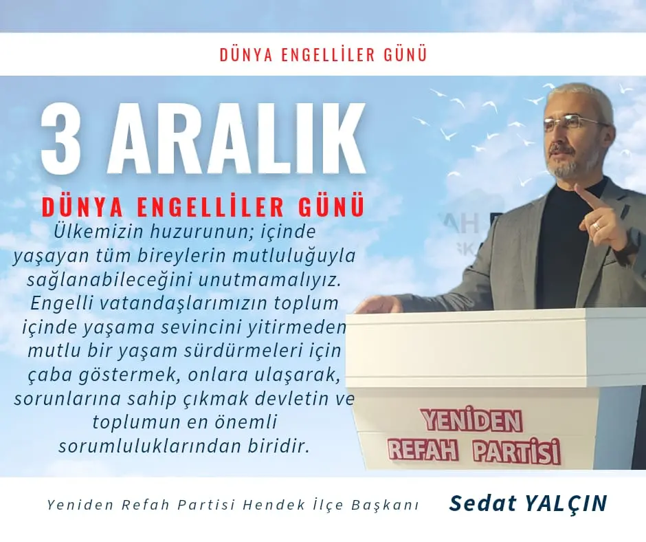 Haber: Yalçın'dan 3 Aralık Dünya Engelliler günü mesajı - Öne Çıkan