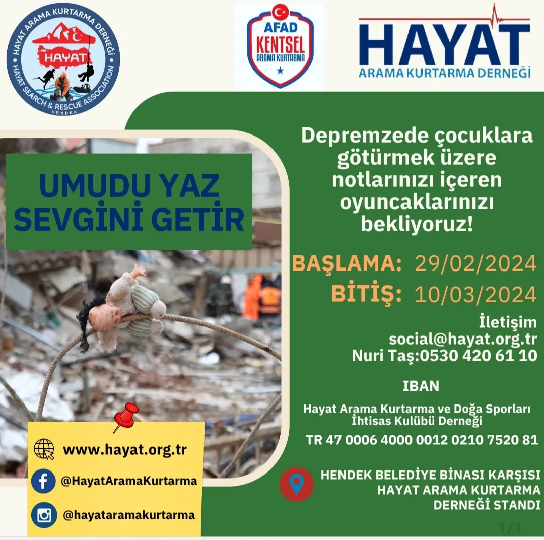 Haber: Depremzede Çocuklar İçin Yardım Kampanyası Başlıyor - Öne Çıkan