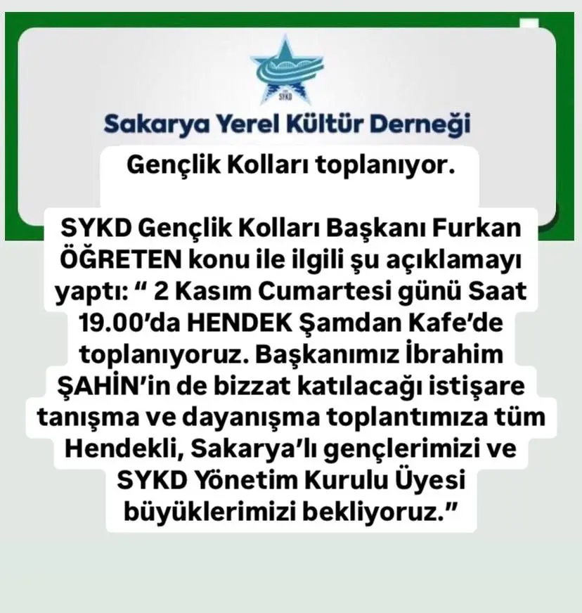 Haber: SYKD Hendek’te Gençlik Buluşması Düzenliyor - Öne Çıkan