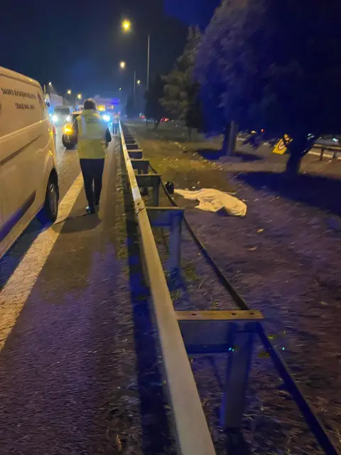 TEM Otoyolu'nda Araç yayaya çarptı. 1 kişi öldü