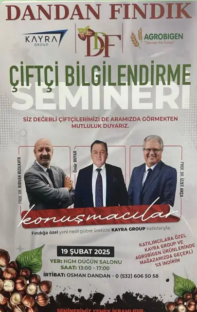 DANDAN FINDIK ÇİFTÇİ BİLGİLENDİRME SEMİNERİ DÜZENLİYOR