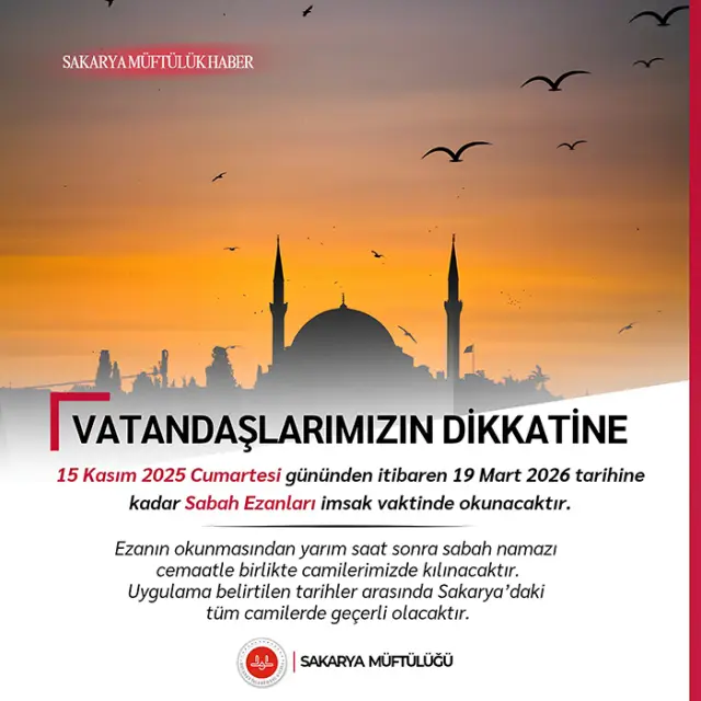 Sakarya’da sabah ezanı düzenlemesi