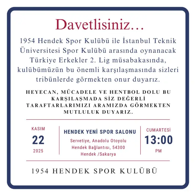 Henddekspor 1954 Hentbol takımından davet