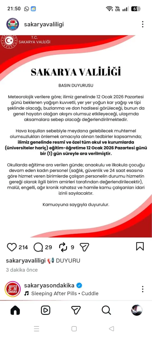 Haber: Hendek'te Eğitime Kar Engeli, Okullar 1 Gün Tatil - Galeri-1