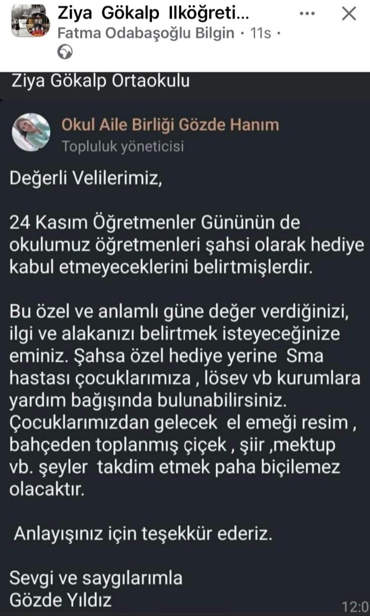 ZİYA GÖKALP  ORTA OKULU ÖĞRETMENLERİNDEN ÖRNEK DAVRANIŞ