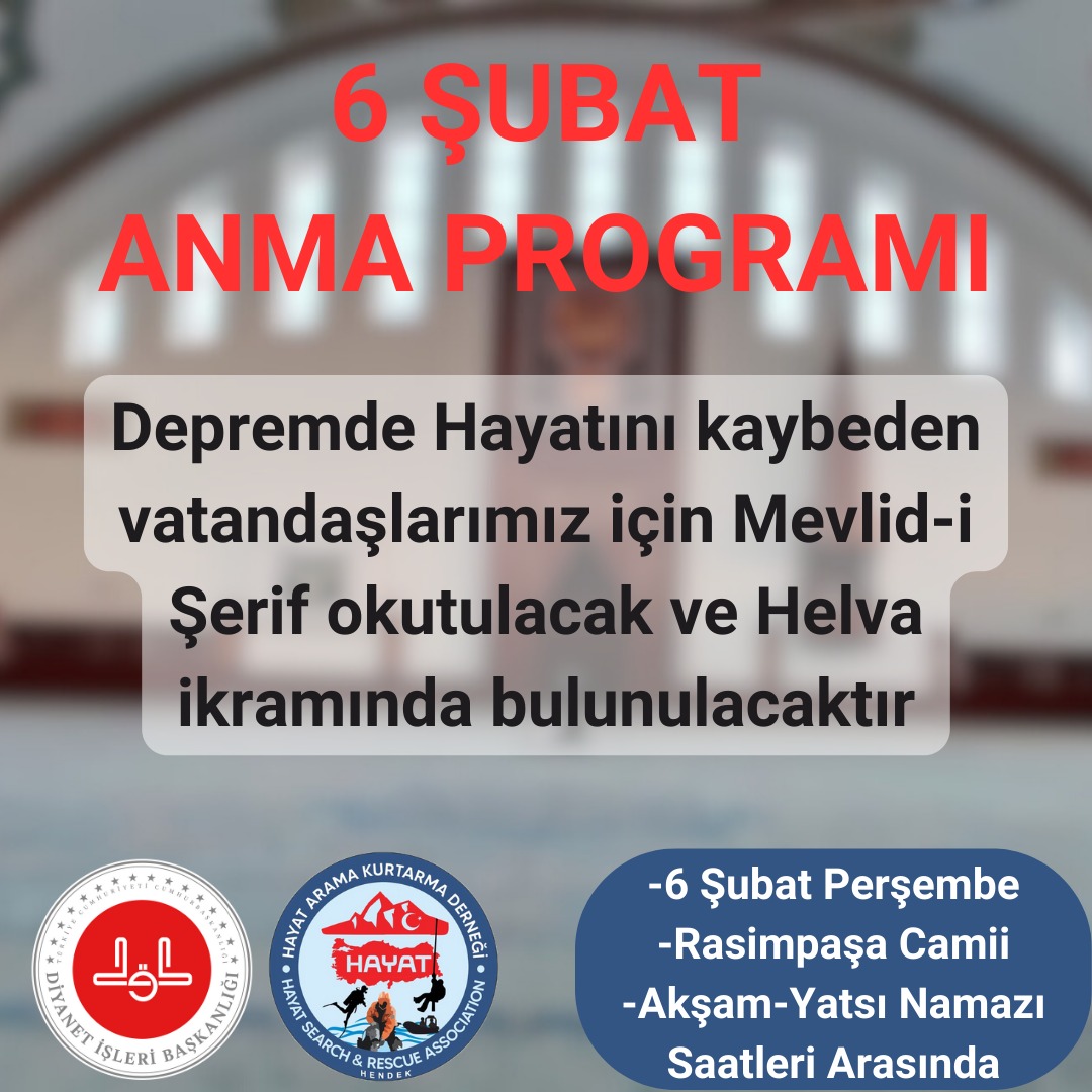 Depremde Hayatını Kaybedenler Dualarla Anılacak