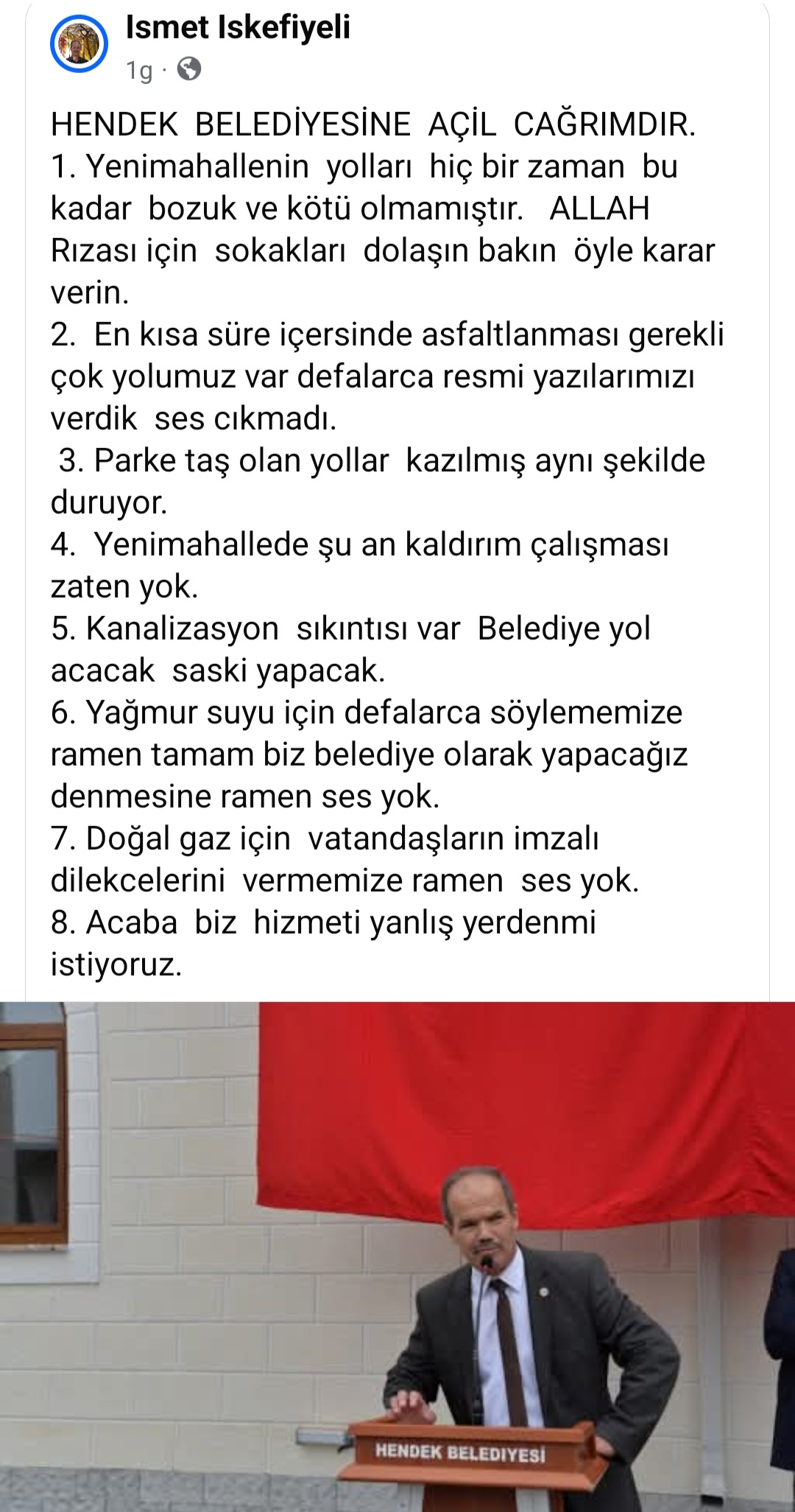 Muhtar İskefiyeli’den Başkan Püsküllü'ye çağrı