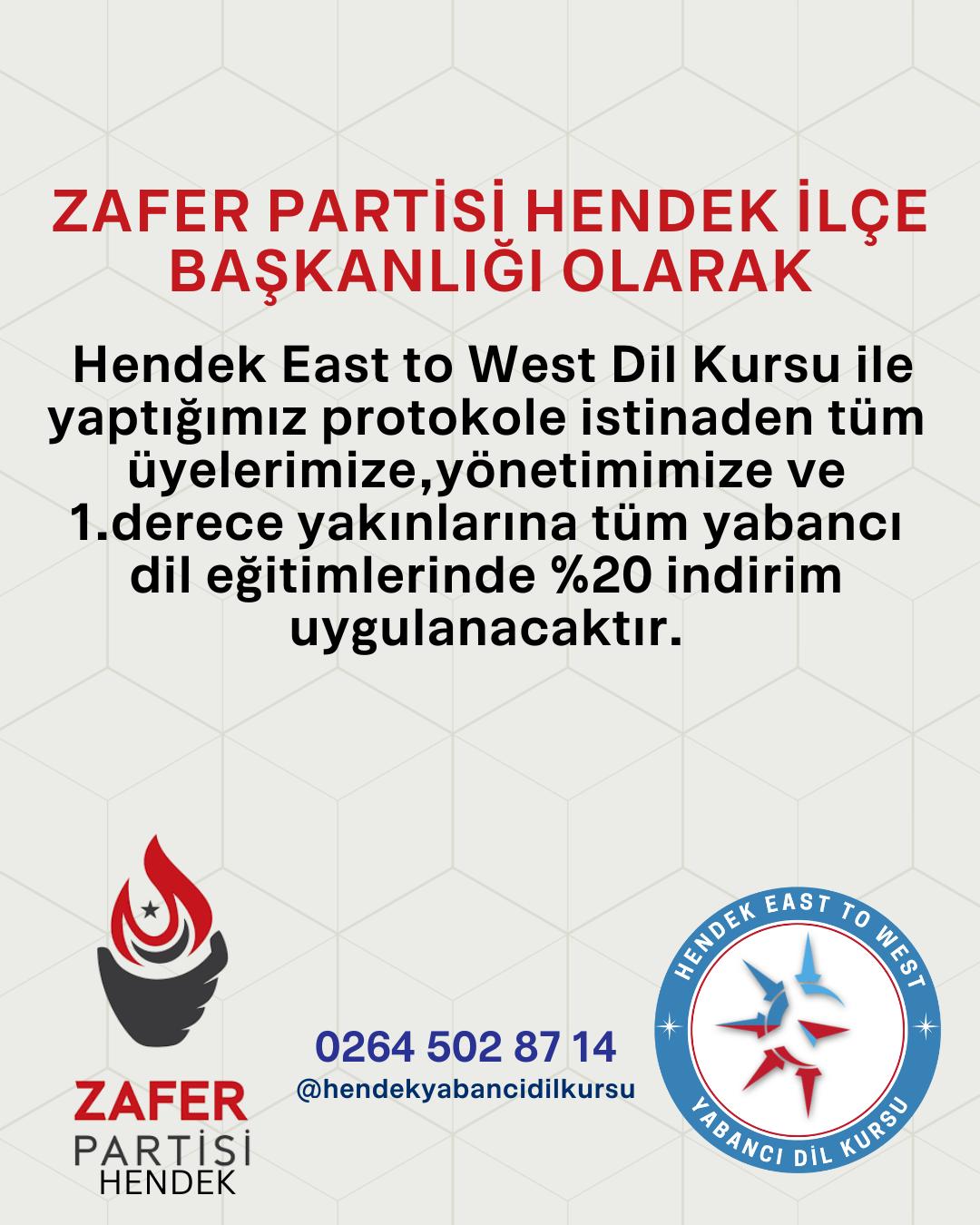 Zafer Partisi Hendek İlçe Teşkilatı önemli bir iş birliğine imza attı