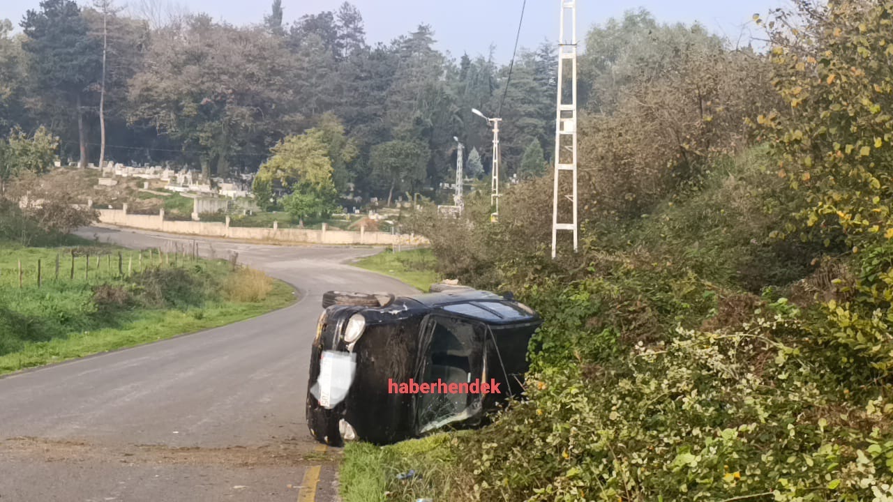 Hendek’te Kontrolden Çıkan Otomobil Takla Attı
