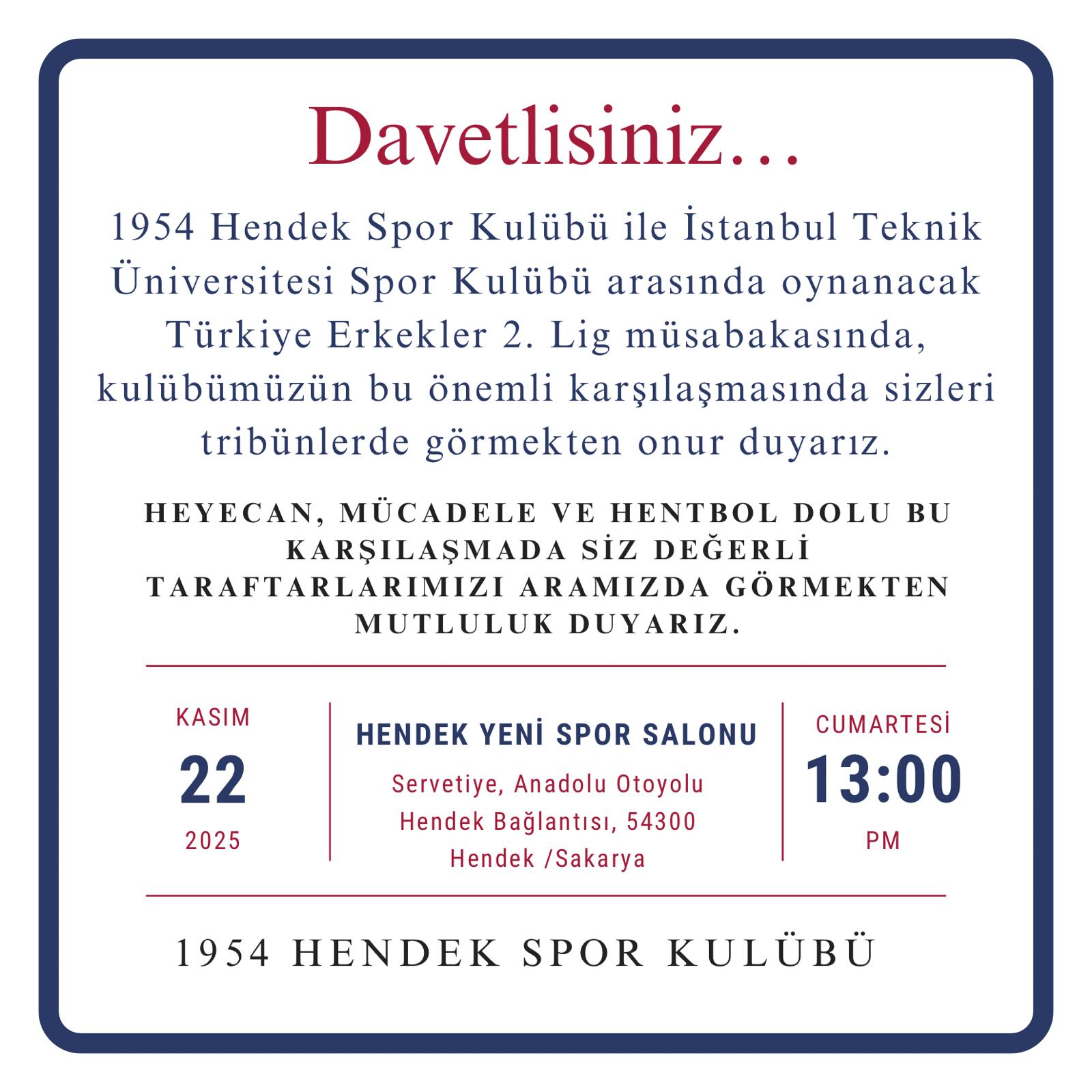 Henddekspor 1954 Hentbol takımından davet