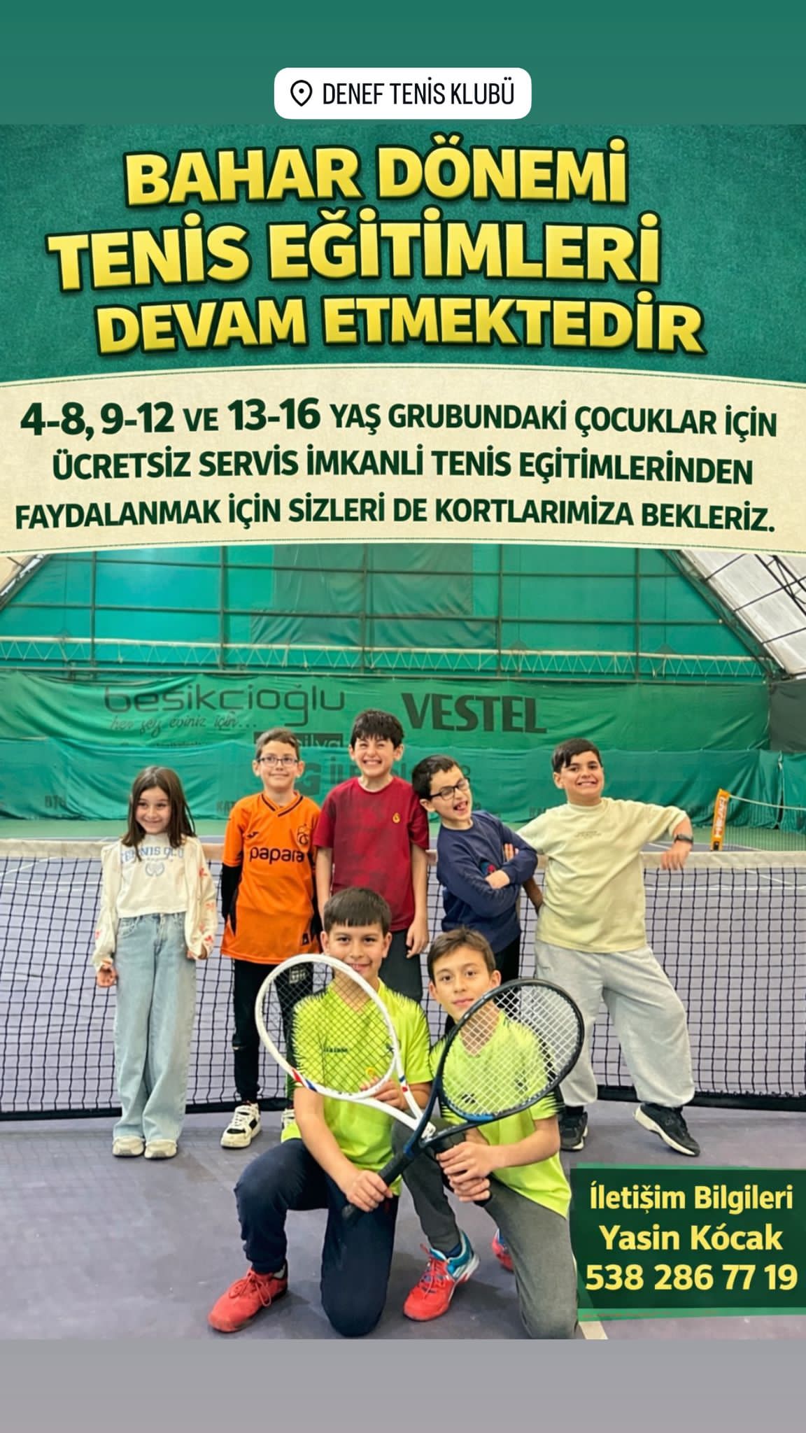 Denef Tenis Kulübü’nde Çocuklar İçin Bahar Dönemi Eğitimleri Devam Ediyor